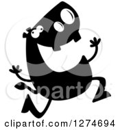 Poster, Art Print Of Black And White Silhouetted Hippo Running