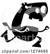 Clipart Of A Black And White Silhouetted Hippo Chasing Royalty Free Vector Illustration by Cory Thoman