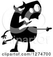 Poster, Art Print Of Black And White Silhouetted Mad Devil Pointing