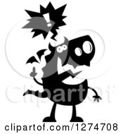 Clipart Of A Black And White Silhouetted Dragon With An Idea Royalty Free Vector Illustration by Cory Thoman
