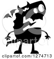 Poster, Art Print Of Black And White Silhouetted Depressed Dragon