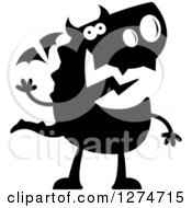 Poster, Art Print Of Black And White Silhouetted Dragon Waving