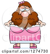 Clipart Of A Chubby Caucasian Depressed Bearded Lady Circus Freak Royalty Free Vector Illustration by Cory Thoman