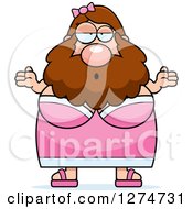 Poster, Art Print Of Chubby Caucasian Careless Shrugging Bearded Lady Circus Freak