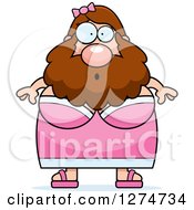 Clipart Of A Chubby Caucasian Surprised Gasping Bearded Lady Circus Freak Royalty Free Vector Illustration