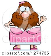 Poster, Art Print Of Chubby Caucasian Friendly Waving Bearded Lady Circus Freak