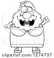 Clipart Of A Black And White Chubby Bearded Lady Circus Freak With An Idea Royalty Free Vector Illustration