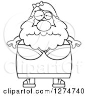 Clipart Of A Black And White Chubby Depressed Bearded Lady Circus Freak Royalty Free Vector Illustration