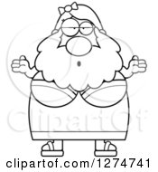 Clipart Of A Black And White Chubby Careless Shrugging Bearded Lady Circus Freak Royalty Free Vector Illustration by Cory Thoman