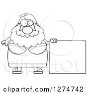 Poster, Art Print Of Black And White Chubby Bearded Lady Circus Freak With A Blank Sign
