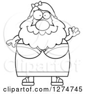 Clipart Of A Black And White Chubby Friendly Waving Bearded Lady Circus Freak Royalty Free Vector Illustration