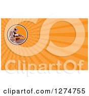 Clipart Of A Retro Sandblaster And Orange Rays Business Card Design Royalty Free Illustration