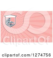 Clipart Of A Retro Sandblaster And Pink Rays Business Card Design Royalty Free Illustration