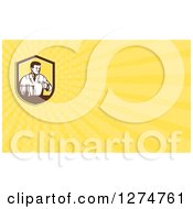 Poster, Art Print Of Retro Scientist In A Laboratory And Yellow Rays Business Card Design