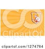 Clipart Of A Retro Home Insulation Worker And Orange Rays Business Card Design Royalty Free Illustration