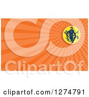 Clipart Of A Retro Fireman And Orange Rays Business Card Design Royalty Free Illustration