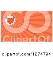 Clipart Of A Retro Fox And Orange Rays Business Card Design Royalty Free Illustration