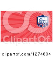 Clipart Of A Retro British Flag And Lion And Pink Rays Business Card Design Royalty Free Illustration