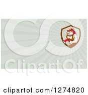 Clipart Of A Retro Bulldog Fire Fighter And Rays Business Card Design Royalty Free Illustration