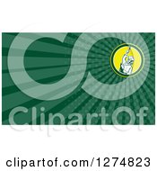 Clipart Of A Retro Revolution Chef And Green Rays Business Card Design Royalty Free Illustration