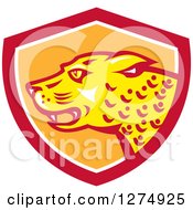 Poster, Art Print Of Jaguar Cat In A Red White And Orange Shield