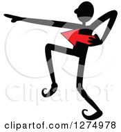 Clipart Of A Black Stick Man Holding An Arrow And Pointing Royalty Free Vector Illustration by Prawny
