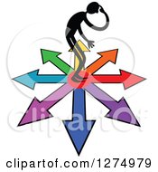 Clipart Of A Black Stick Man Standing On A Circle Of Arrows Royalty Free Vector Illustration by Prawny