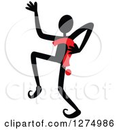Poster, Art Print Of Black Stick Man Dancing With A Red Question Mark