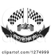 Race Car With Racing Flags And A Banner Design