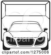 Poster, Art Print Of Black And White Sports Car Or Van In A Room