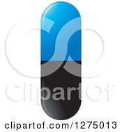 Clipart Of A Blue And Black Pill Capsule Royalty Free Vector Illustration