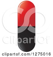 Clipart Of A Red And Black Pill Capsule Royalty Free Vector Illustration