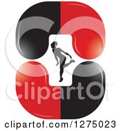 Clipart Of A Silhouetted Woman Bending Over Inside Red And Black Beauty Pills Royalty Free Vector Illustration  Royalty Free Vector Illustration