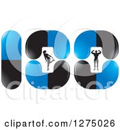 Clipart Of A Silhouetted Woman Bending Over And Bodybuilder Man Flexing Inside Blue And Black Pills Royalty Free Vector Illustration by Lal Perera