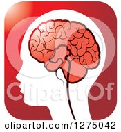 Poster, Art Print Of Silhouetted Human Head And Red Brain Icon 2