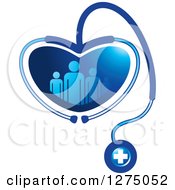 Poster, Art Print Of Medical Stethoscope Forming A Heart Around A Blue Family