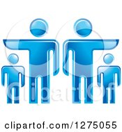 Clipart Of Blue Fathers Or Bosses Pointing In Opposoite Directions Over Smaller Men Or Children Royalty Free Vector Illustration
