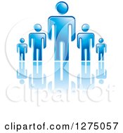 Clipart Of A Blue Father Or Boss With Smaller Men Or Children Royalty Free Vector Illustration