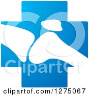 Poster, Art Print Of White Silhouetted Joint On A Blue Cross