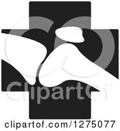 Poster, Art Print Of White Silhouetted Joint On A Black Cross