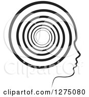 Silhouetted Black And White Head In Profile With A Spiral