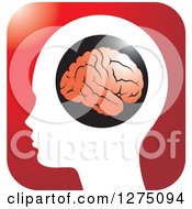 Poster, Art Print Of Silhouetted Human Head And Red Brain Icon 3