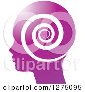 Poster, Art Print Of Silhouetted Purple Head In Profile With A Spiral