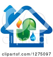 Poster, Art Print Of Blue House With Fire Water And Pipes