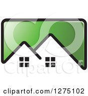 Poster, Art Print Of Green Icon With A House Roof Top