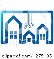 Poster, Art Print Of Blue Houses With Circuitry