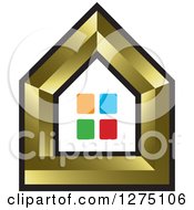 Poster, Art Print Of Gold House With Colorful Windows