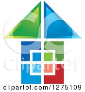 Clipart Of A Colorful Geometric House 3 Royalty Free Vector Illustration