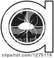 Clipart Of A Black And White White Silhouetted Cockroach Letter A Royalty Free Vector Illustration