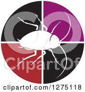 Clipart Of A White Silhouetted Cockroach On A Black And Green Circle Royalty Free Vector Illustration